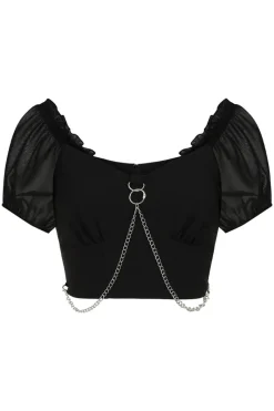 Hell Bunny Tifa Crop Top Black Discount