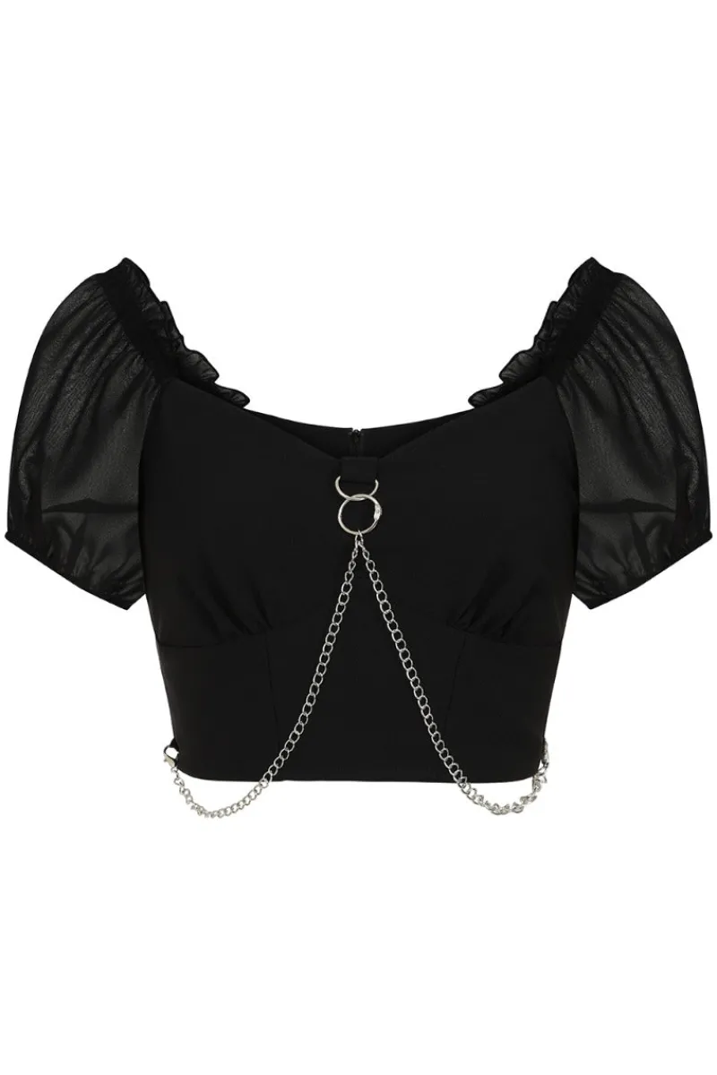 Hell Bunny Tifa Crop Top Black Discount
