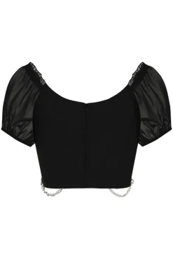 Hell Bunny Tifa Crop Top Black Discount