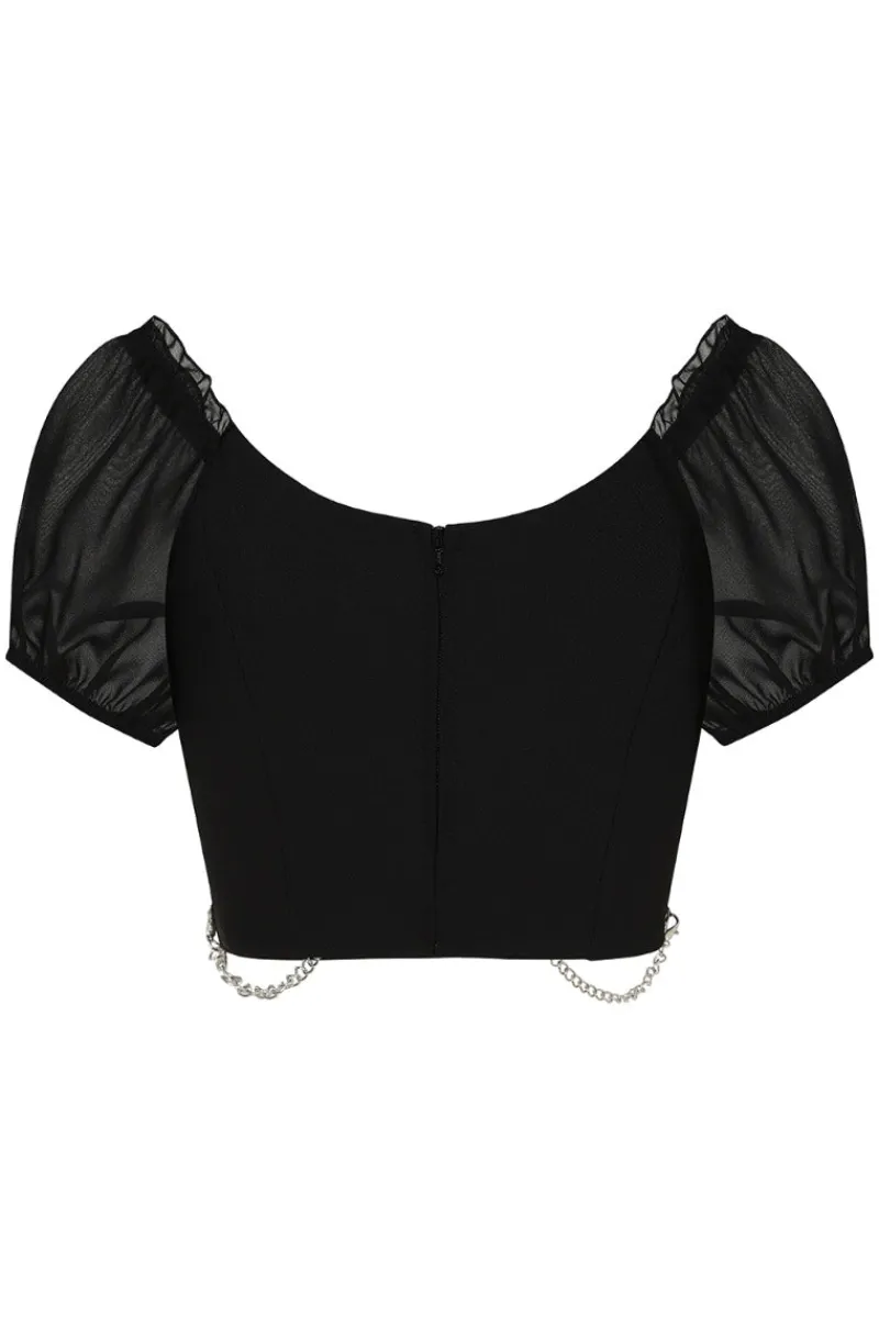 Hell Bunny Tifa Crop Top Black Discount