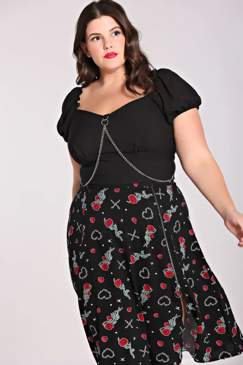 Hell Bunny Tifa Crop Top Black Discount