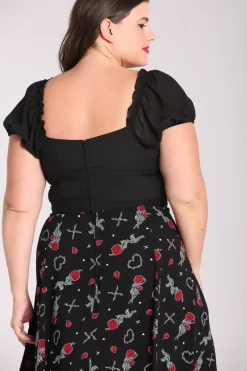 Hell Bunny Tifa Crop Top Black Discount