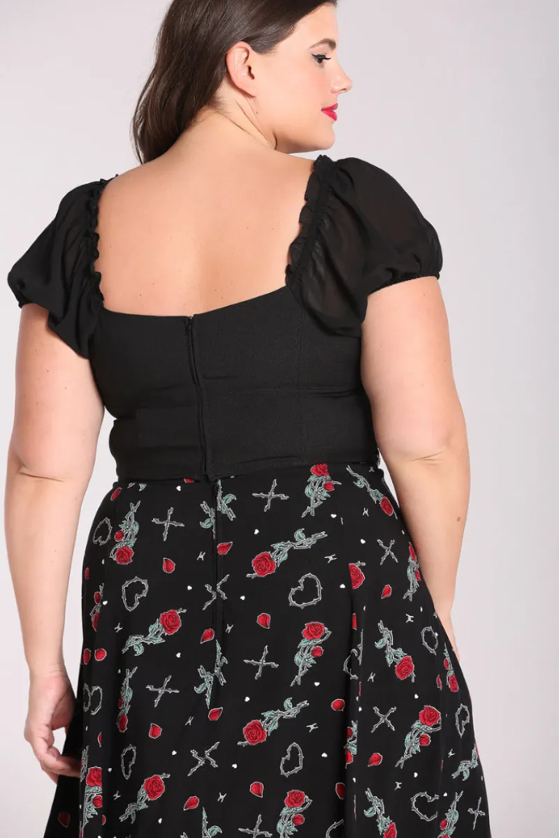 Hell Bunny Tifa Crop Top Black Discount