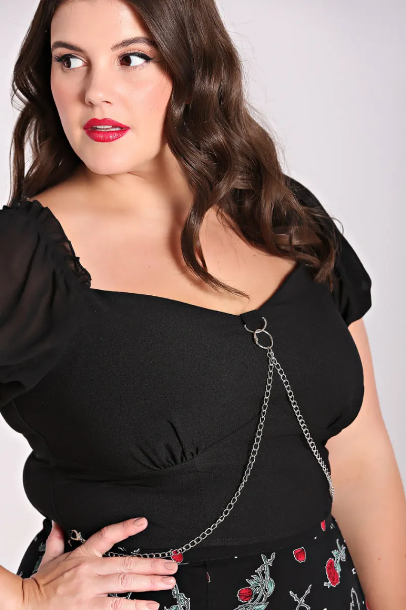 Hell Bunny Tifa Crop Top Black Discount