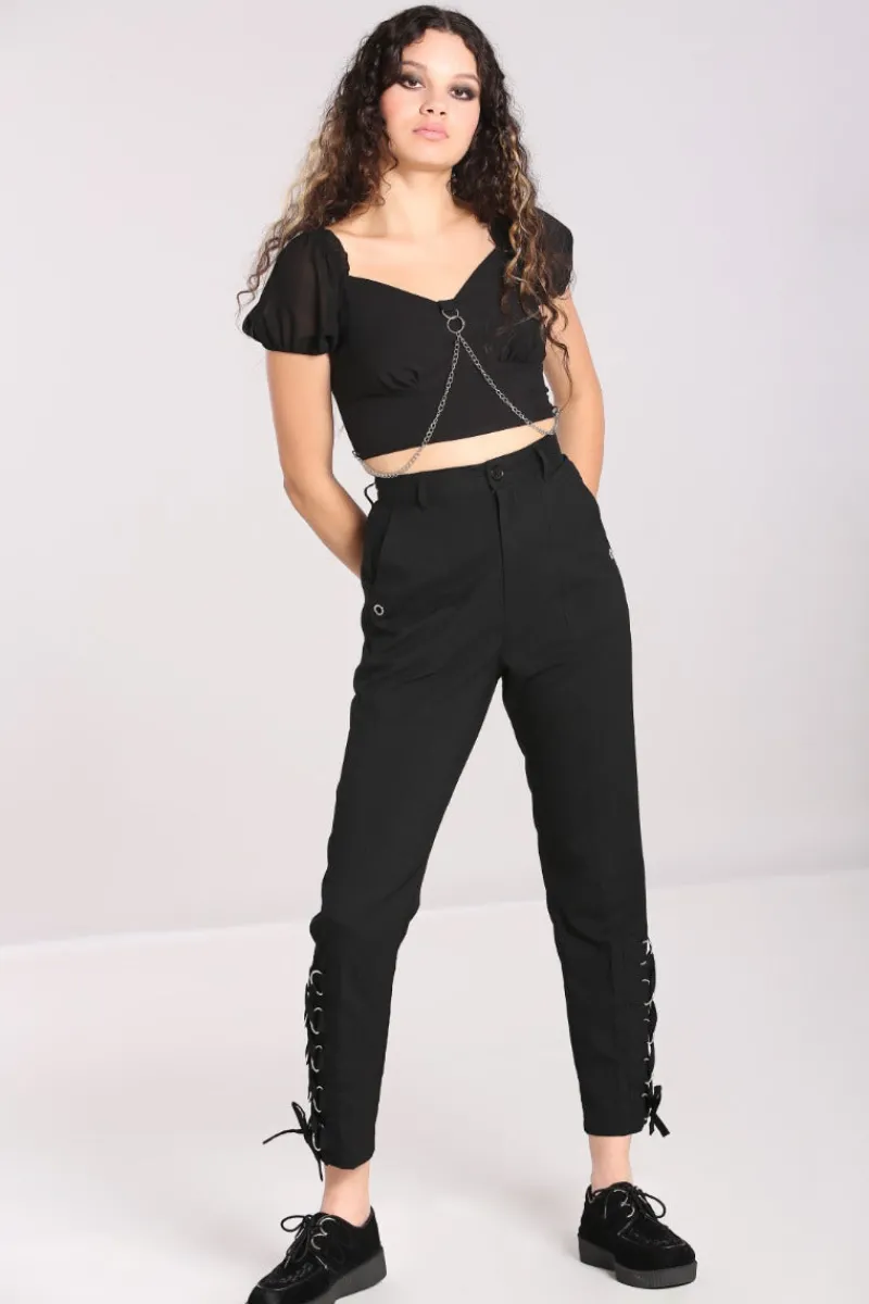 Hell Bunny Tifa Trousers Black Outlet
