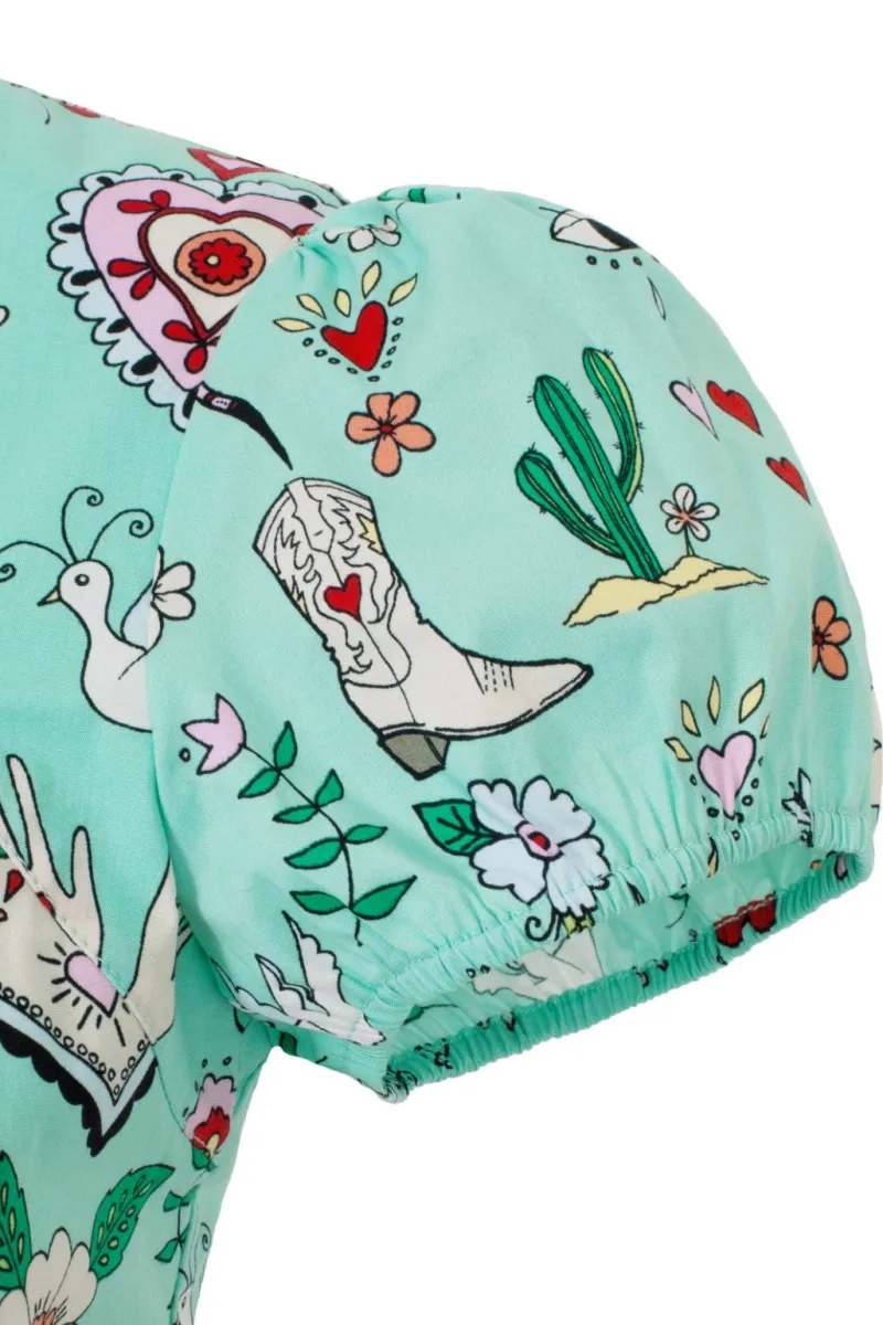 Hell Bunny Tijuana Midi Dress Green Hot