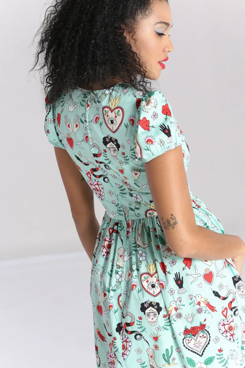 Hell Bunny Tijuana Midi Dress Green Hot