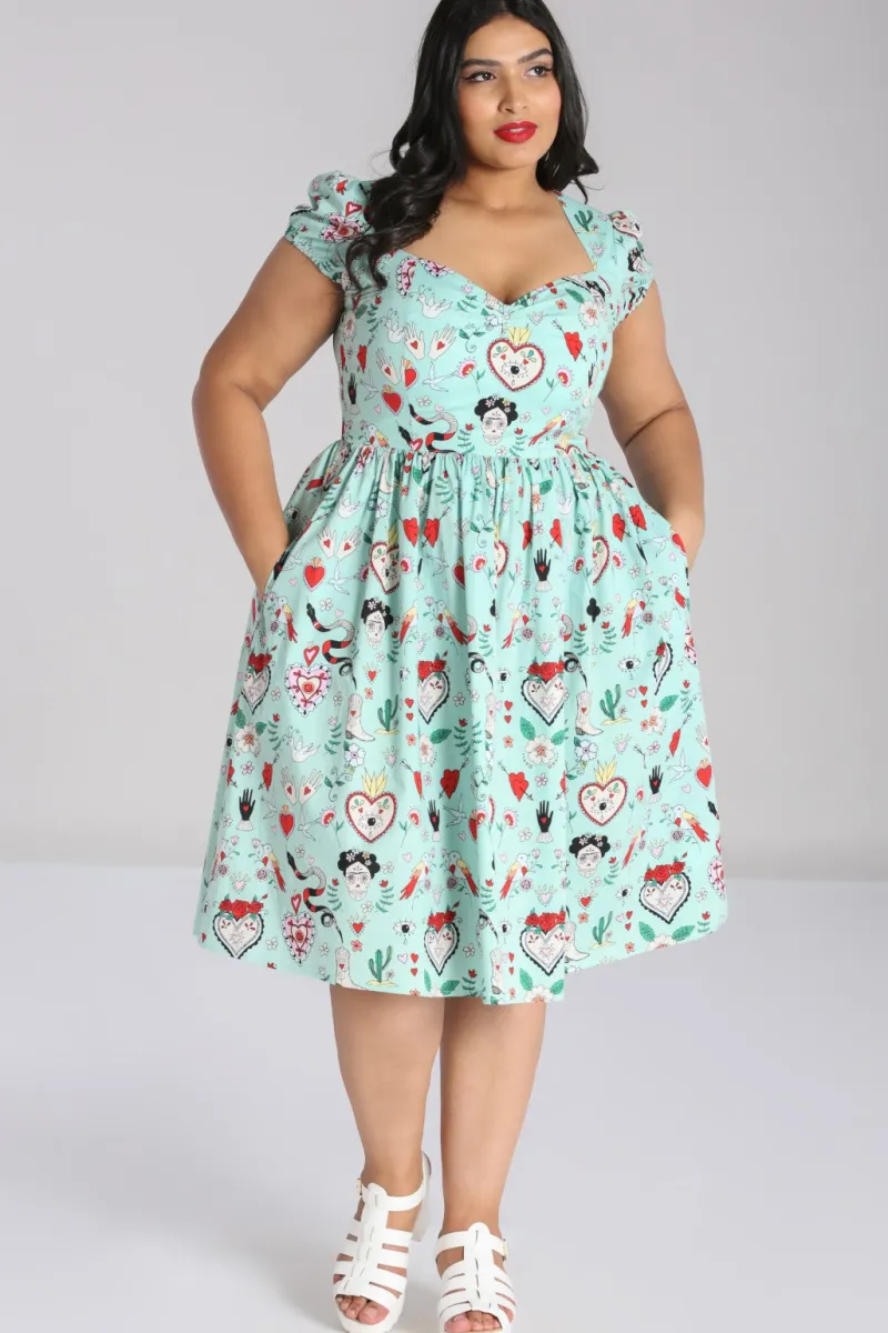 Hell Bunny Tijuana Midi Dress Green Hot