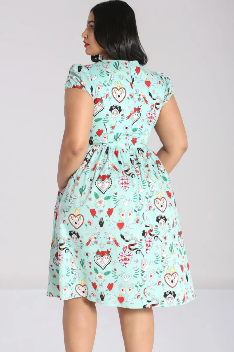 Hell Bunny Tijuana Midi Dress Green Hot