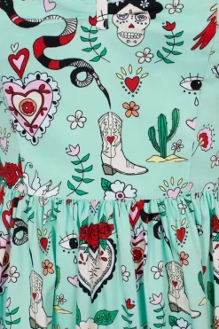 Hell Bunny Tijuana Midi Dress Green Hot