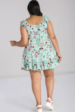 Hell Bunny Tijuana Mini Dress Green Outlet
