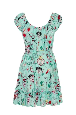 Hell Bunny Tijuana Mini Dress Green Outlet