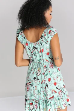 Hell Bunny Tijuana Mini Dress Green Outlet