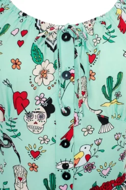 Hell Bunny Tijuana Mini Dress Green Outlet