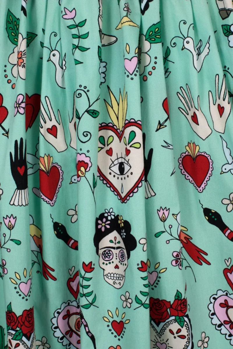 Hell Bunny Tijuana Skirt Green