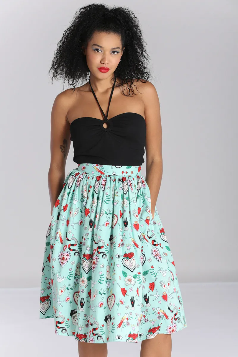 Hell Bunny Tijuana Skirt Green