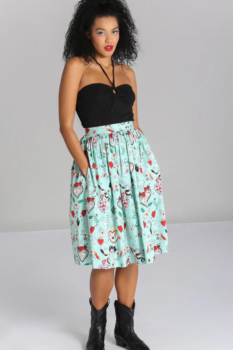 Hell Bunny Tijuana Skirt Green