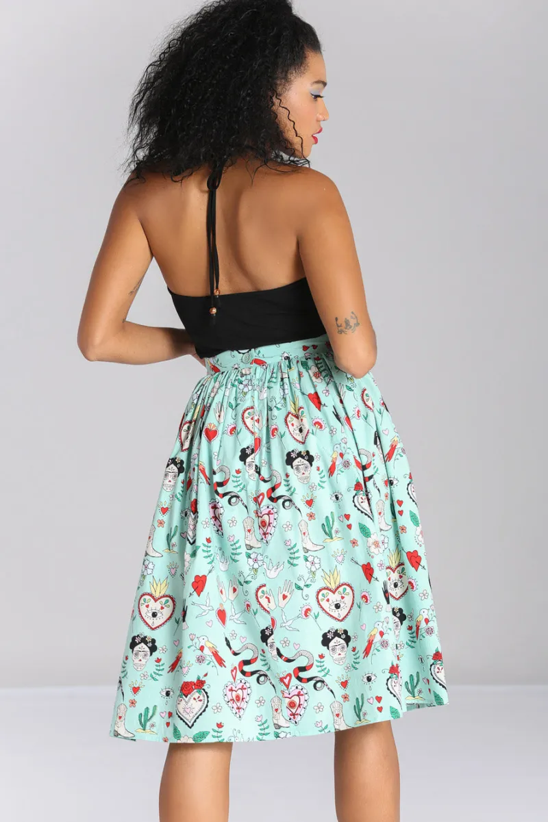 Hell Bunny Tijuana Skirt Green