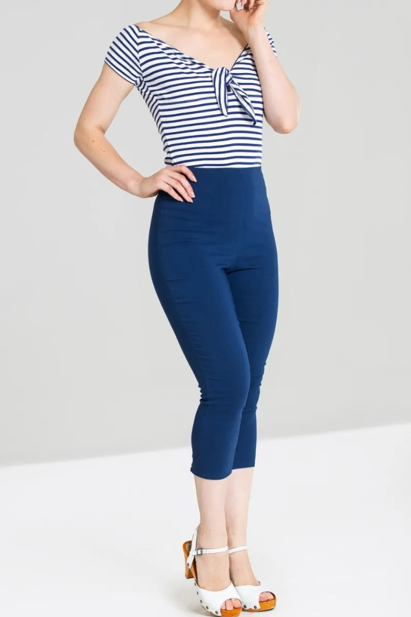 Hell Bunny Tina Capris Sale Navy Outlet