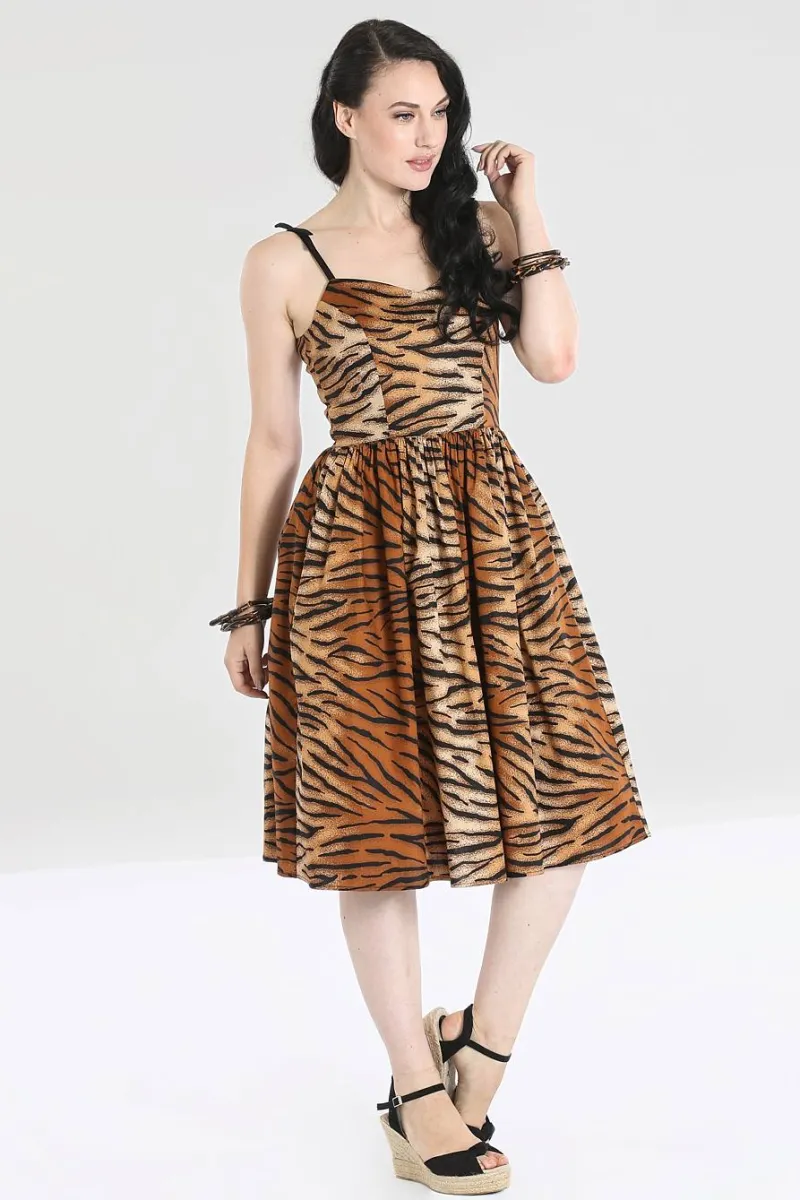 Hell Bunny Tora 50's Dress Brown Sale