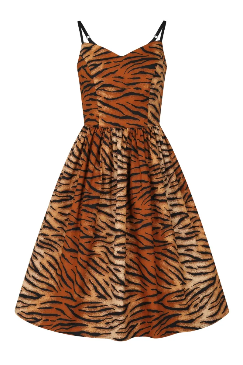 Hell Bunny Tora 50's Dress Brown Sale
