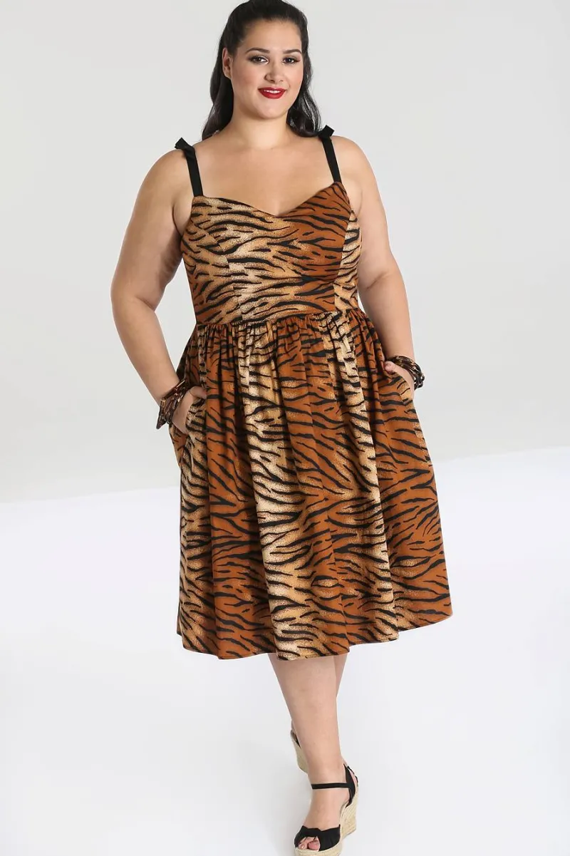 Hell Bunny Tora 50's Dress Brown Sale