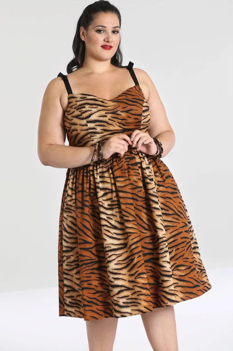 Hell Bunny Tora 50's Dress Brown Sale