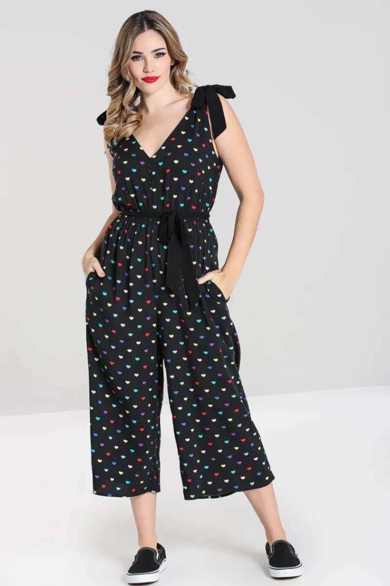 Hell Bunny True Love Jumpsuit Black New