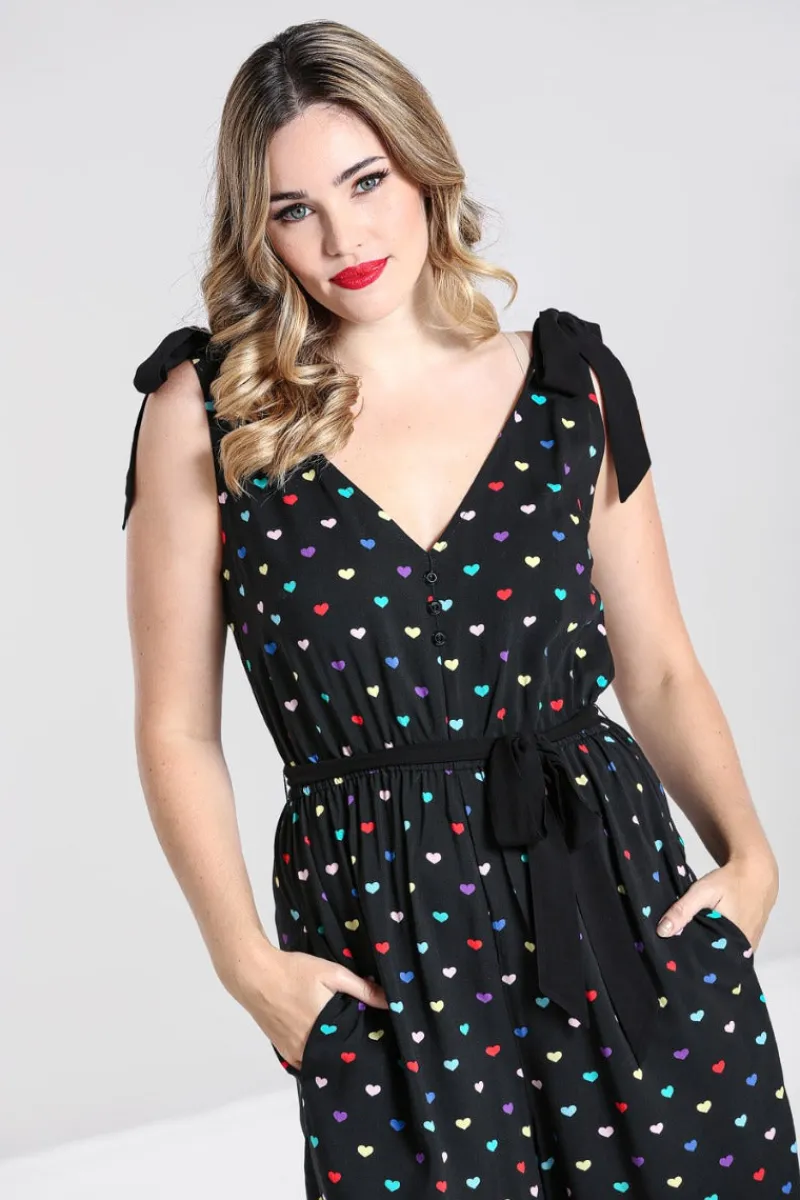 Hell Bunny True Love Jumpsuit Black New