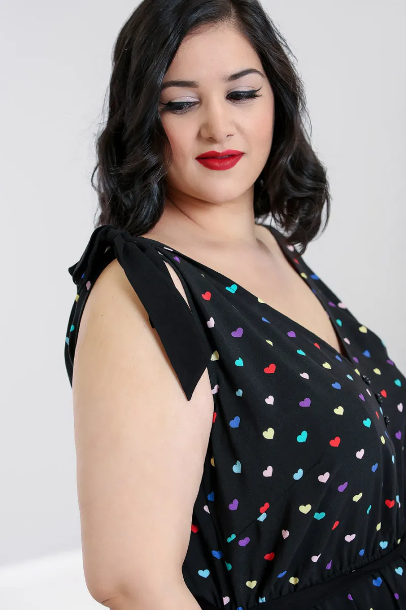 Hell Bunny True Love Jumpsuit Black New