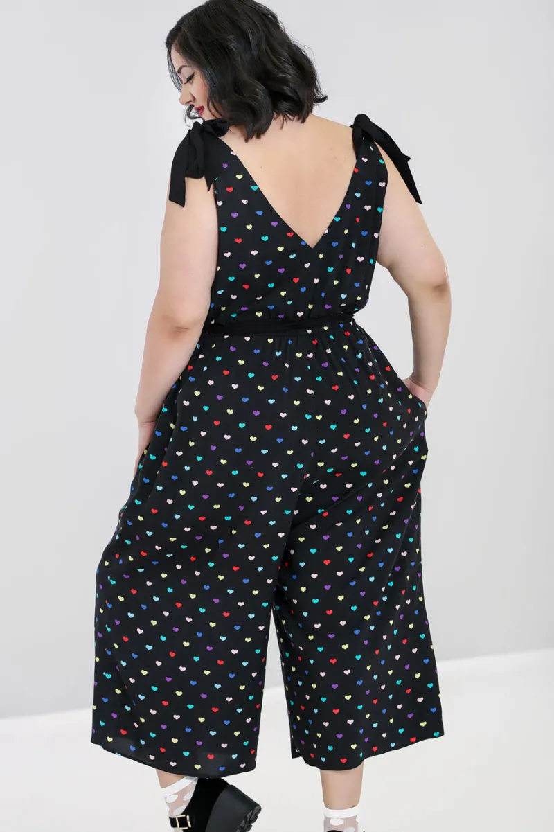 Hell Bunny True Love Jumpsuit Black New