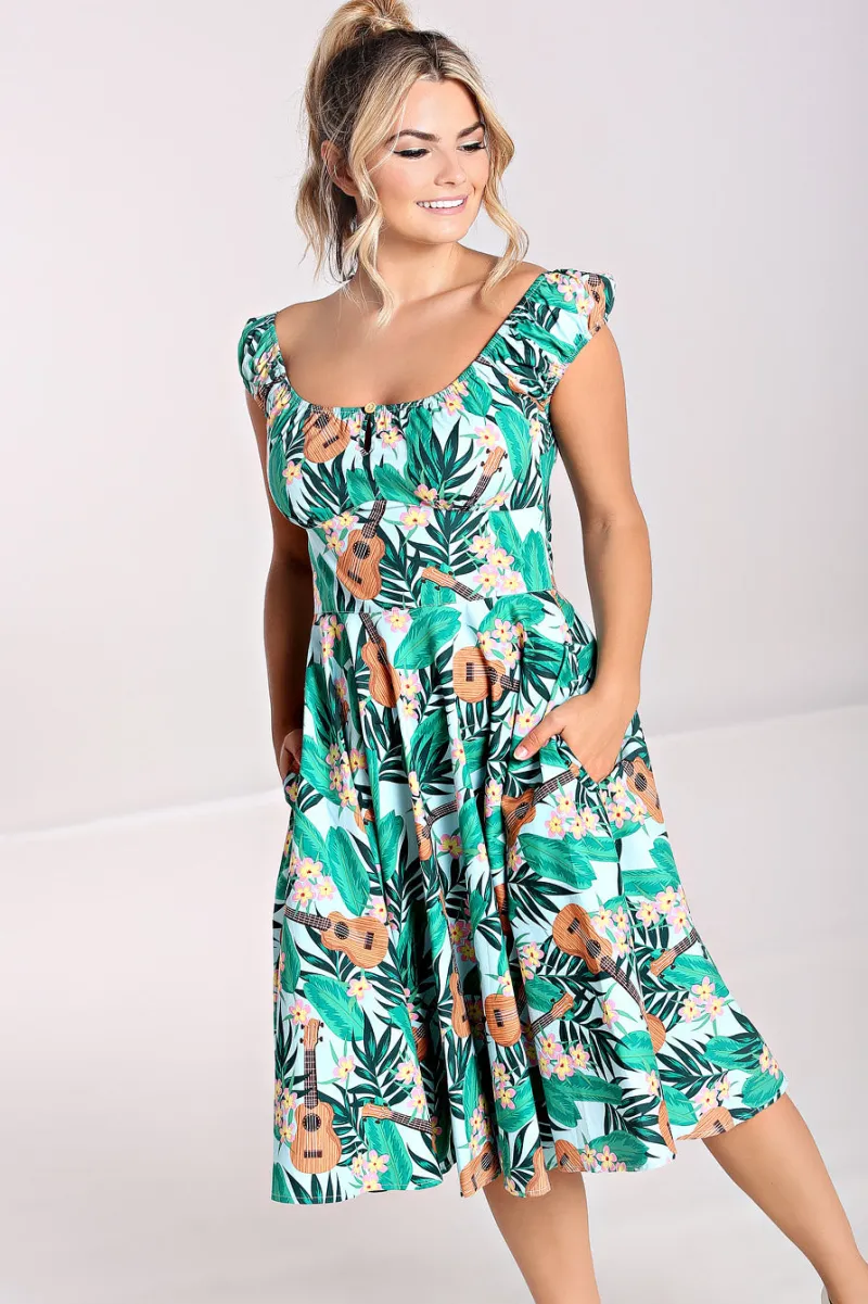 Hell Bunny Ukulele Dress Blue Sale