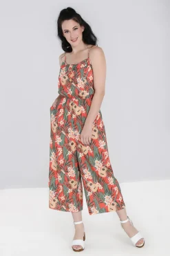 Hell Bunny Ukulele Jumpsuit Orange Hot
