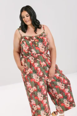 Hell Bunny Ukulele Jumpsuit Orange Hot