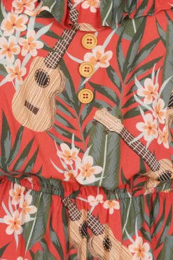 Hell Bunny Ukulele Jumpsuit Orange Hot