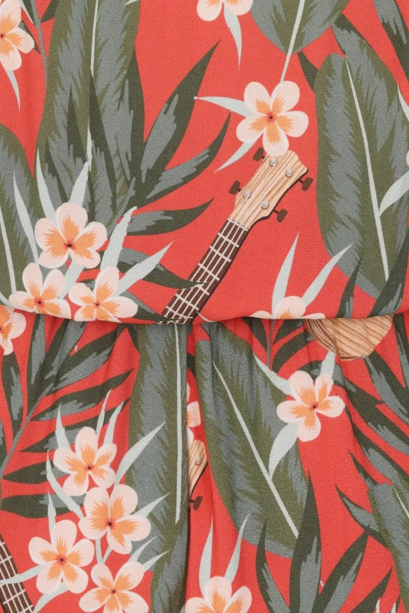 Hell Bunny Ukulele Jumpsuit Orange Hot