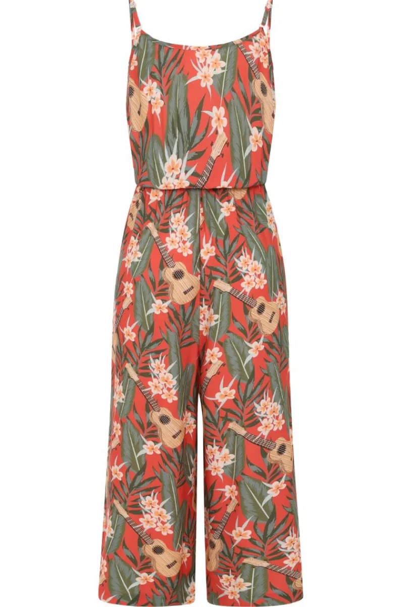 Hell Bunny Ukulele Jumpsuit Orange Hot