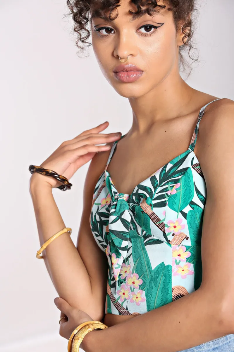 Hell Bunny Ululani Crop Top Blue Sale