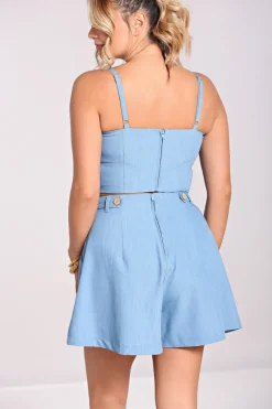 Hell Bunny Utah Crop Top Blue Online