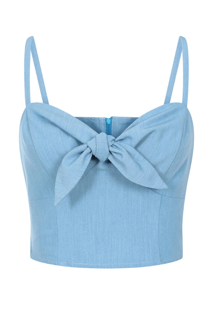 Hell Bunny Utah Crop Top Blue Online