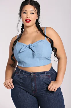 Hell Bunny Utah Crop Top Blue Online