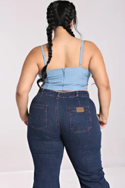 Hell Bunny Utah Crop Top Blue Online