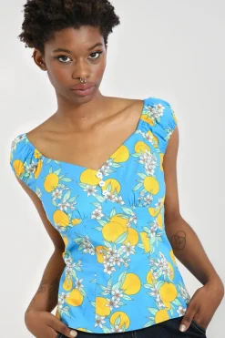 Hell Bunny Valencia Top Blue Best