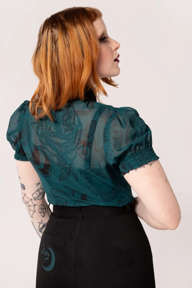 Hell Bunny Venom Blouse DarkGreen Hot