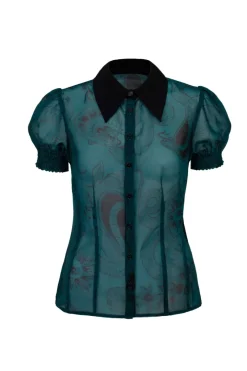 Hell Bunny Venom Blouse DarkGreen Hot