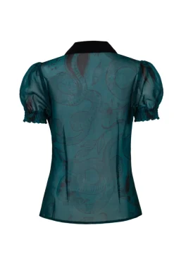 Hell Bunny Venom Blouse DarkGreen Hot