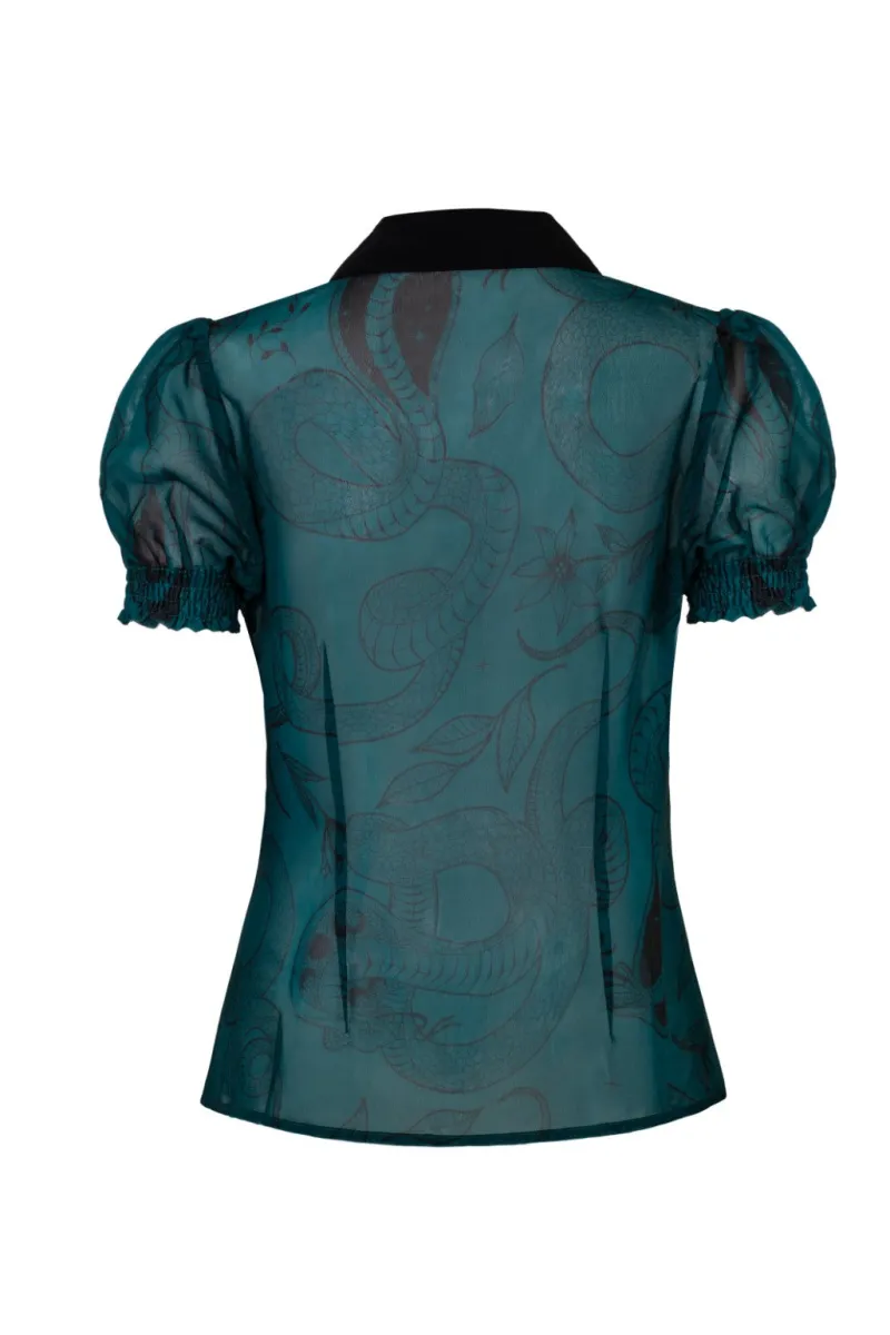 Hell Bunny Venom Blouse DarkGreen Hot