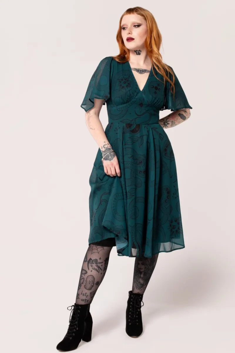 Hell Bunny Venom Midi Dress DarkGreen Sale