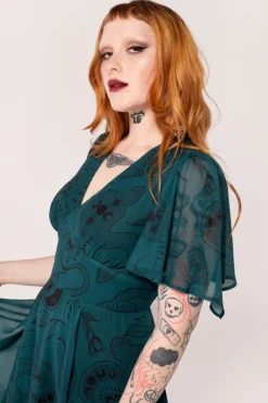 Hell Bunny Venom Midi Dress DarkGreen Sale