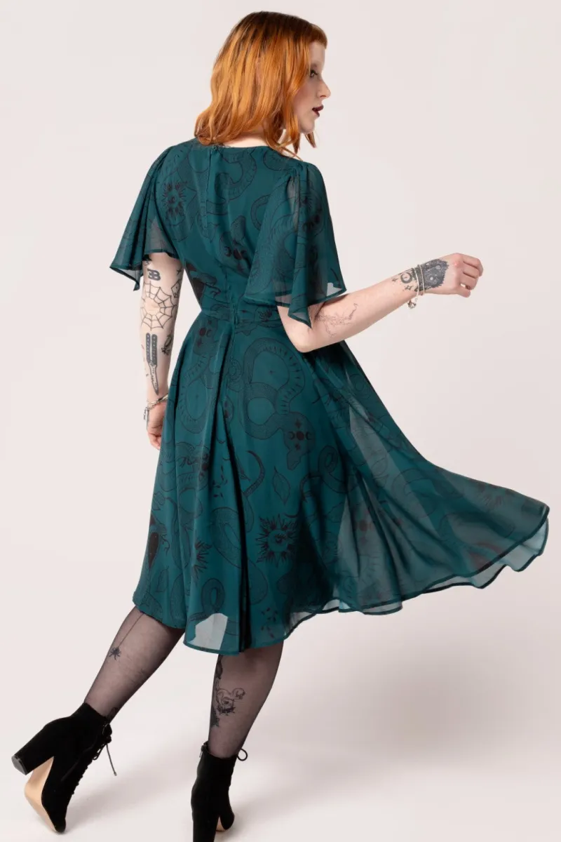 Hell Bunny Venom Midi Dress DarkGreen Sale